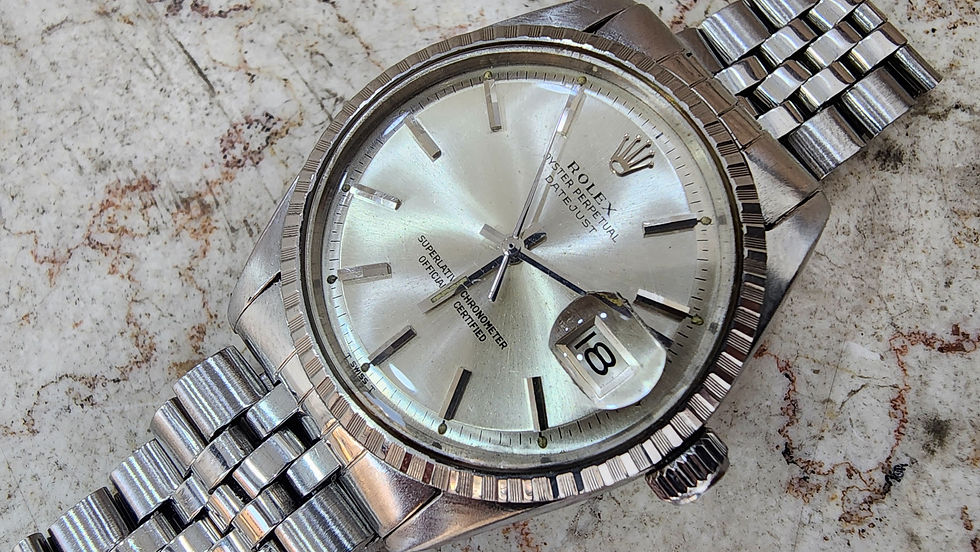 1966 Rolex Datejust 36 Watch 1603 Steel Automatic Silver Dial Engine Turn Bezel