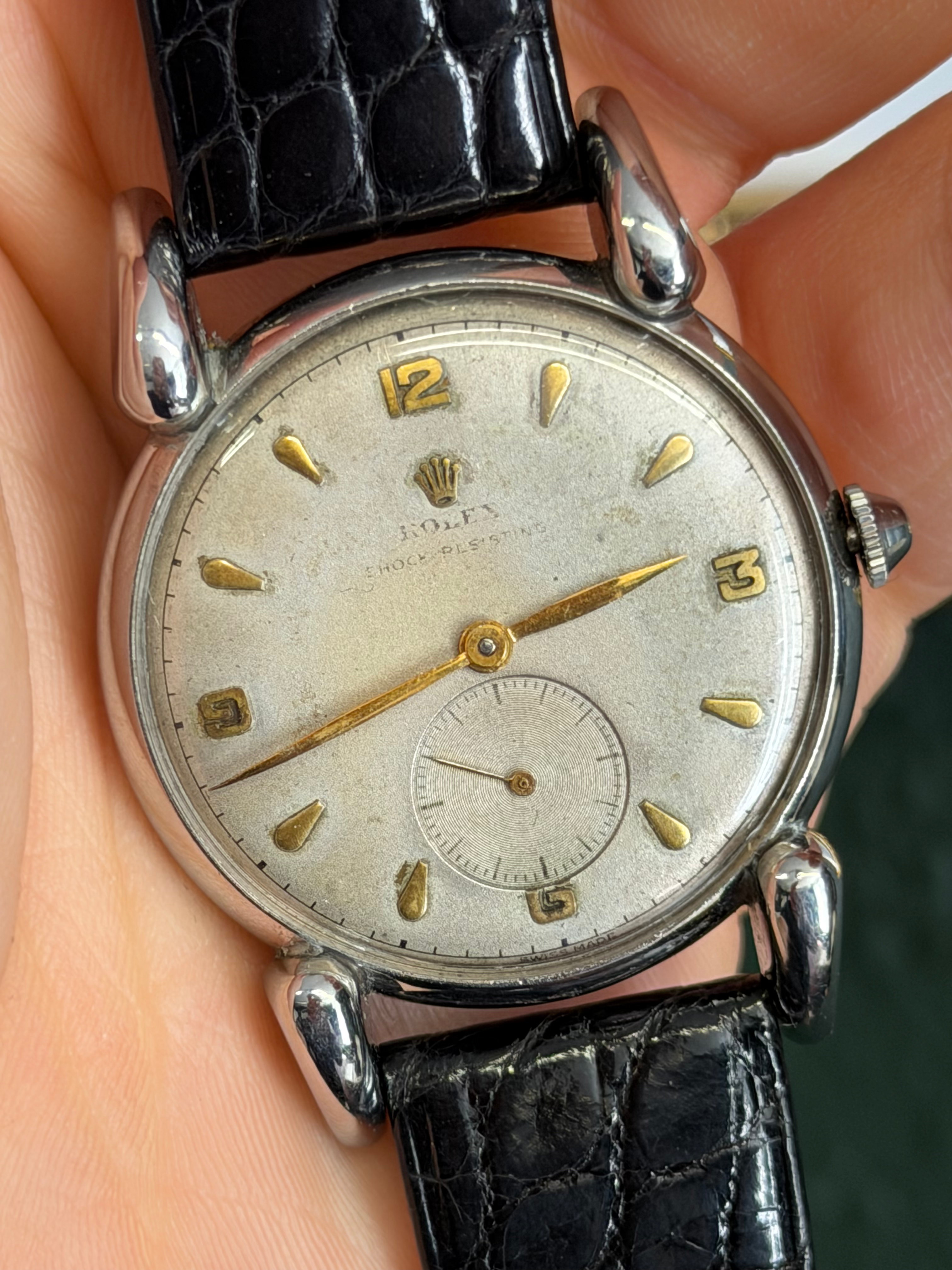 1946 Rolex Ref. 4367 Watch 34mm Shock Resisting Grasshopper Manual Wind Steel