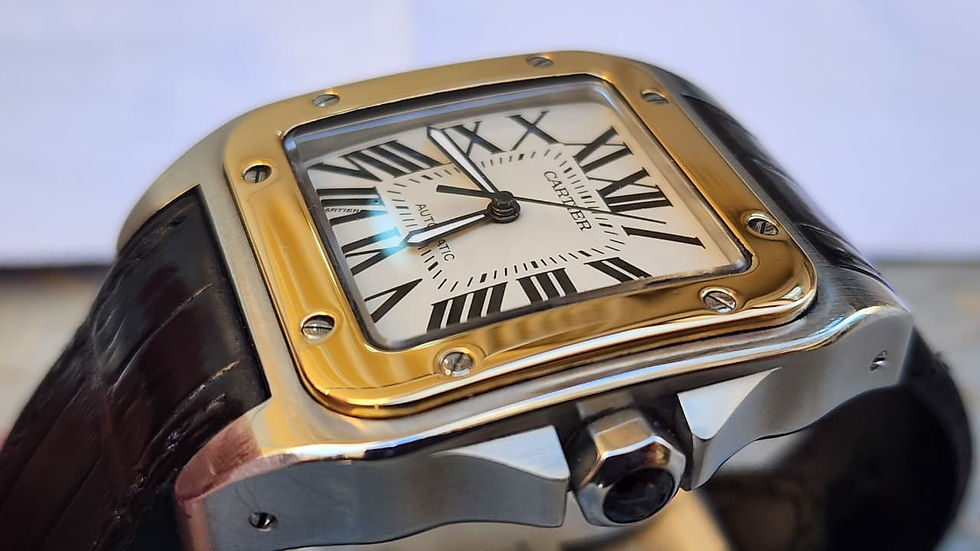 Thumbnail: Cartier Santos XL 100 Watch 2656 Steel Gold White Dial 38mm Automatic