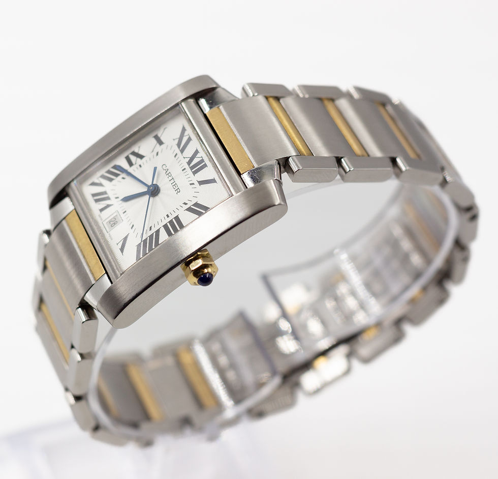 Thumbnail: Cartier Tank Française 2302 Steel and Gold Automatic Wristwatch 28x32mm