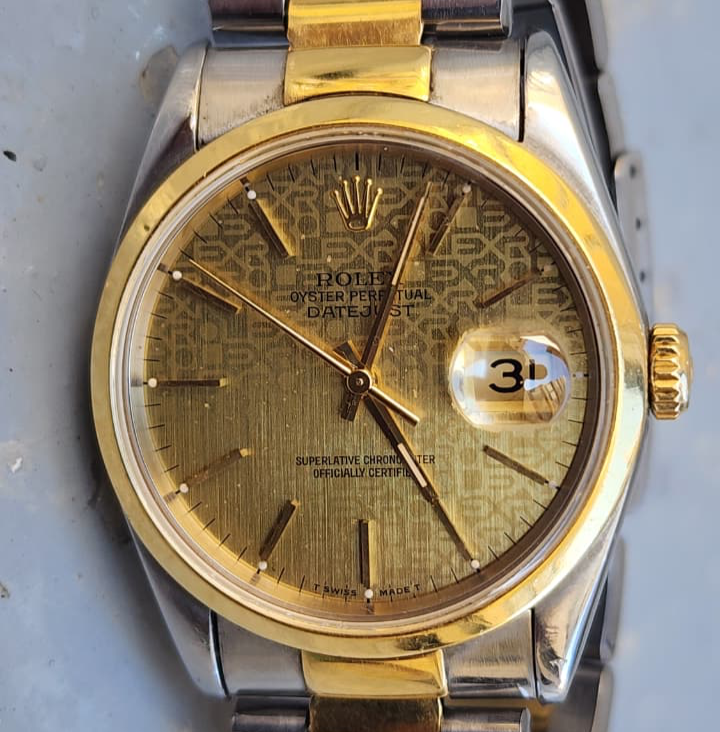 Rolex Datejust 36 Watch 16203 Steel Gold Automatic Monogram Dial