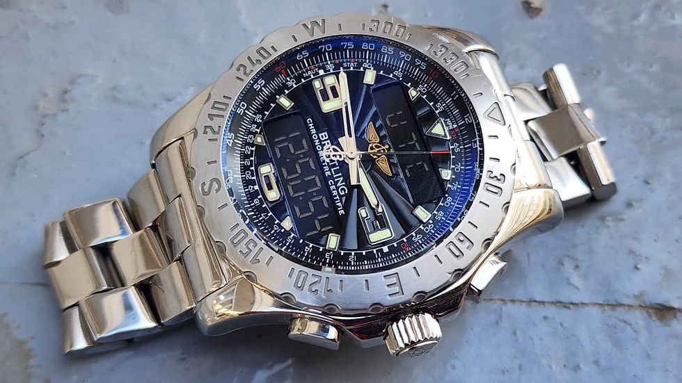 Breitling Airwolf A78363 Watch 44mm Quartz Steel Dark Grey Dial Small Bracelet