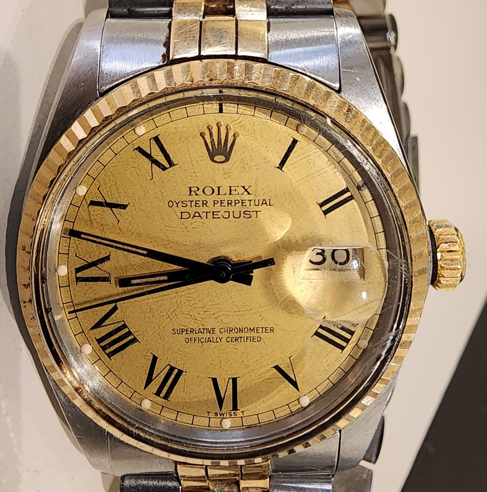 Rolex Datejust 36 Watch 16013 Automatic Steel Gold Roman Numeral Dial