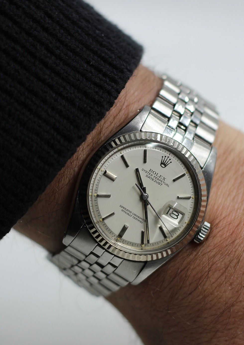 Rolex Datejust 36 Watch 1601 White Dial Steel Gold Case Automatic Vintage