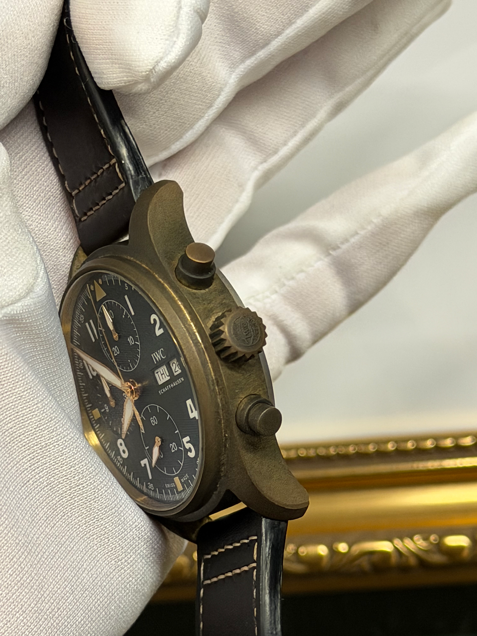 Thumbnail: IWC Pilot Spitfire Watch 387902 Green Dial Bronze Case Automatic 41mm