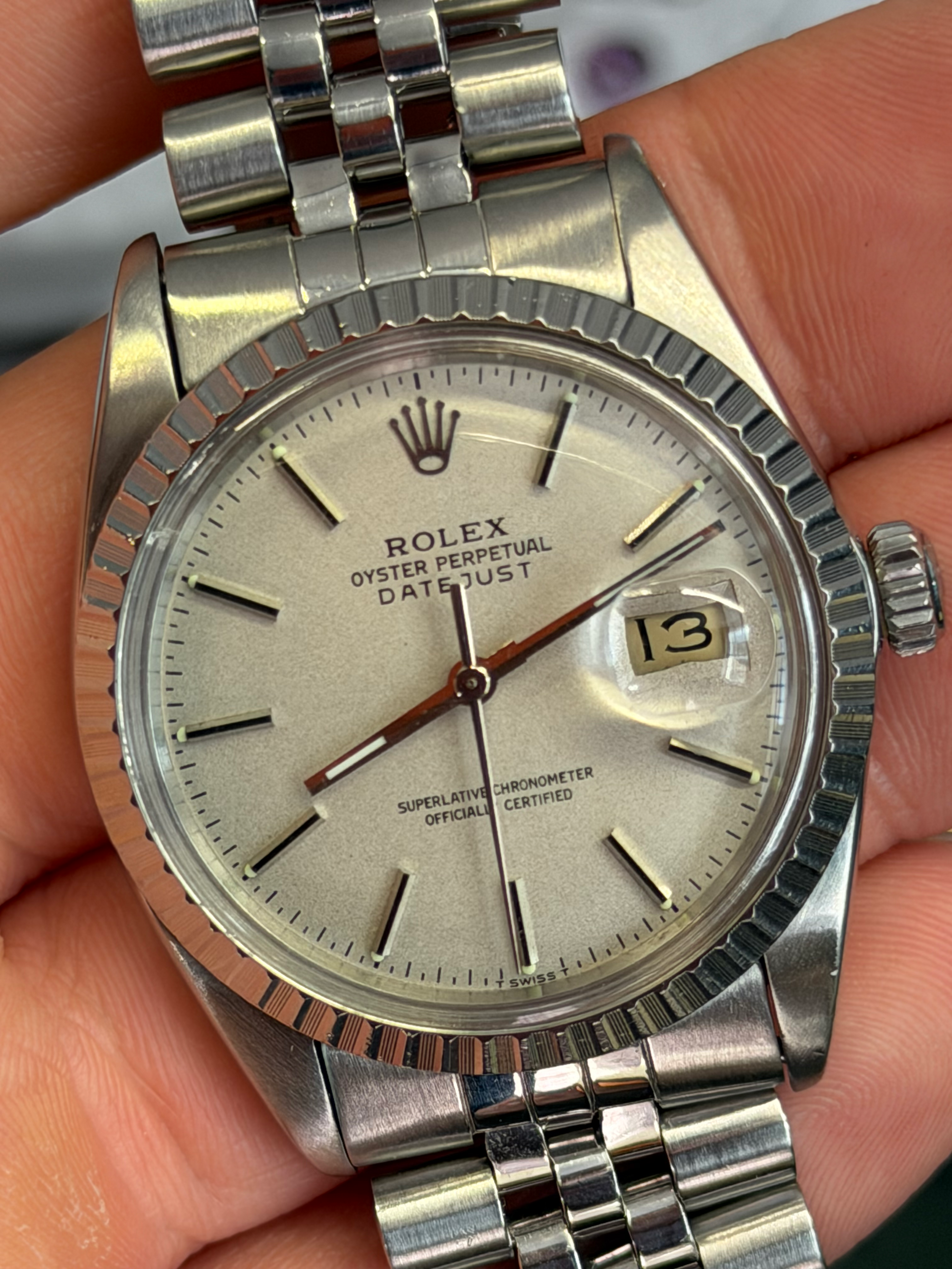 1982 Rolex Datejust 36 Watch 16030 Steel Silver Dial Automatic Vintage