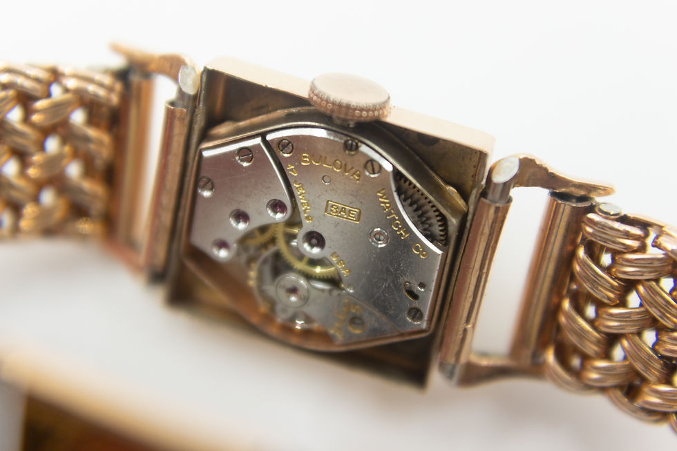 Thumbnail: Bulova 14k Rose Gold Fill Drivers Watch Manual Wind 21x22mm