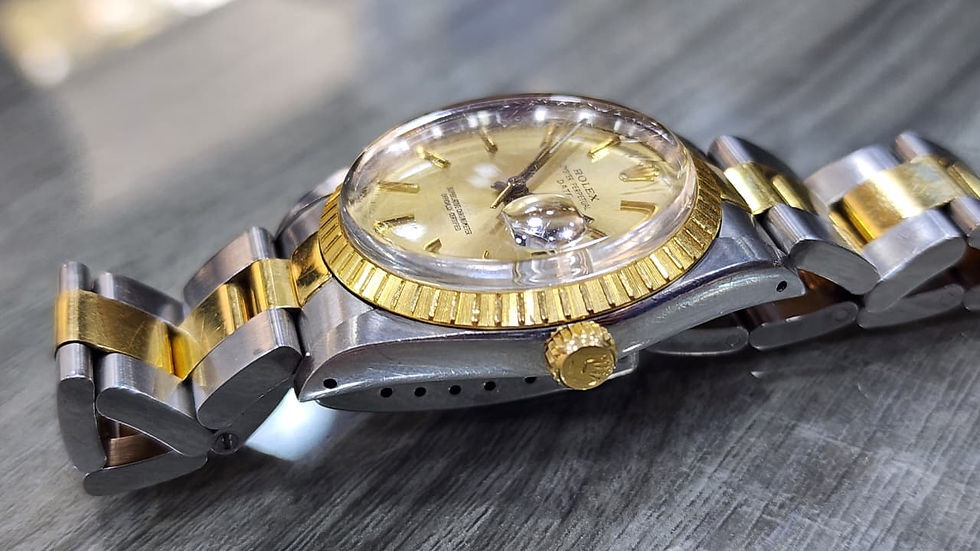 Thumbnail: 1988 Rolex Oyster Perpetual Date Watch 15053 - 34mm Vintage Automatic Gold Dial