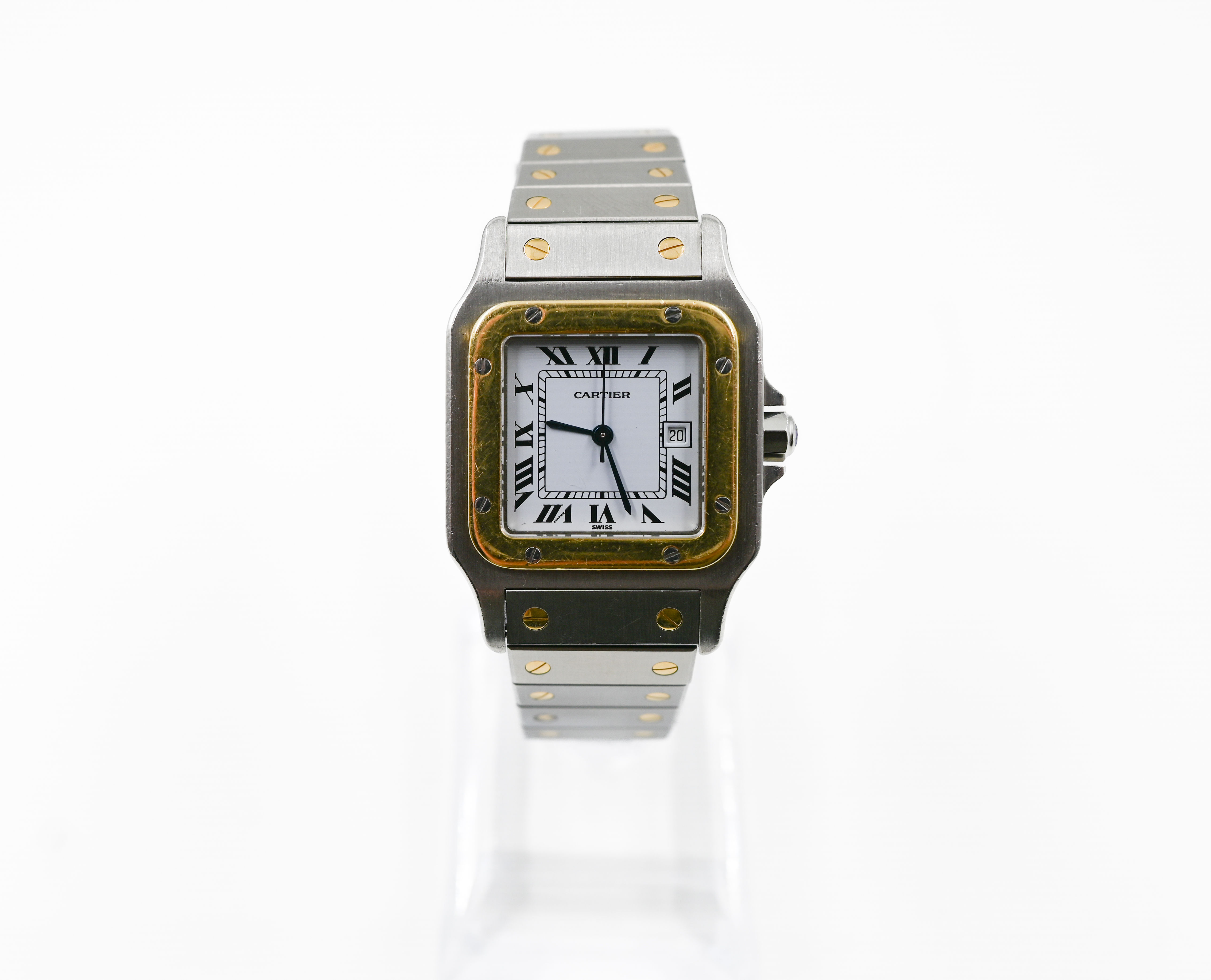 Cartier Santos Carree 2961 Automatic Steel and Gold Vintage Wristwatch