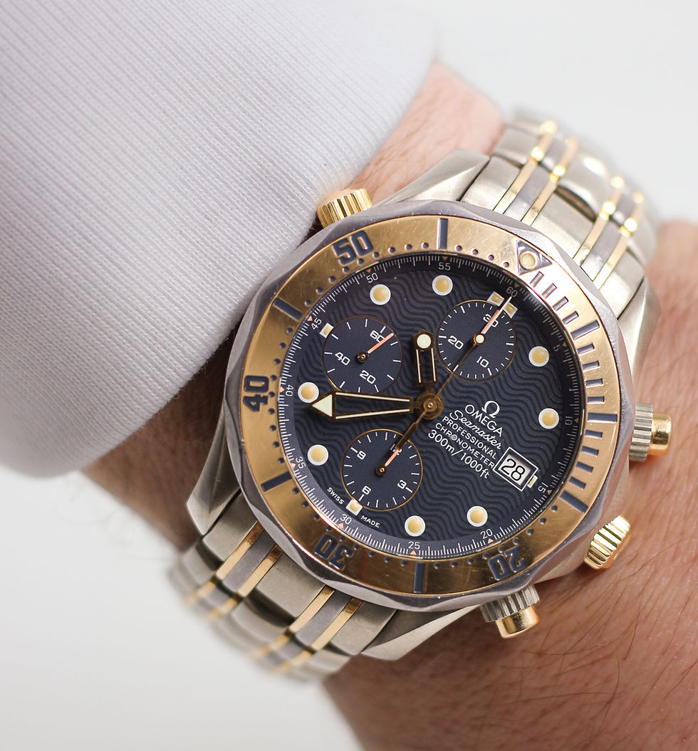 Omega Seamaster Watch 2296.80 Automatic 40mm Titanium Rose Gold Blue Dial