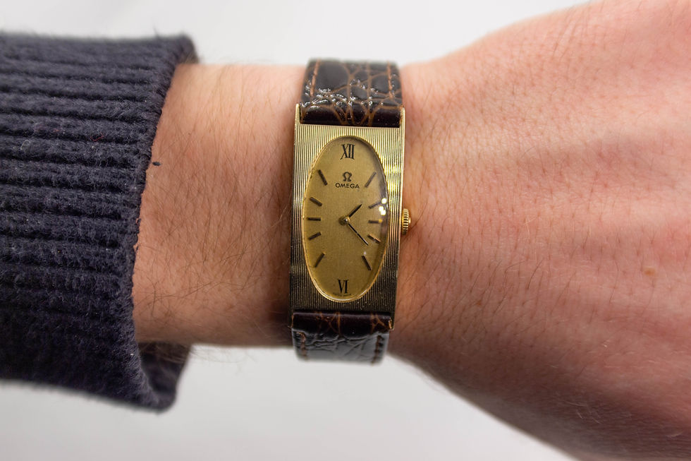 Omega Tank 14k Gold Watch 20 x 40mm Vintage Wristwatch