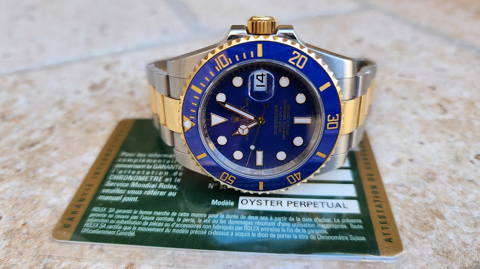 Rolex Submariner Watch 116613LB Bluesy 40mm Steel Gold Automatic W Card