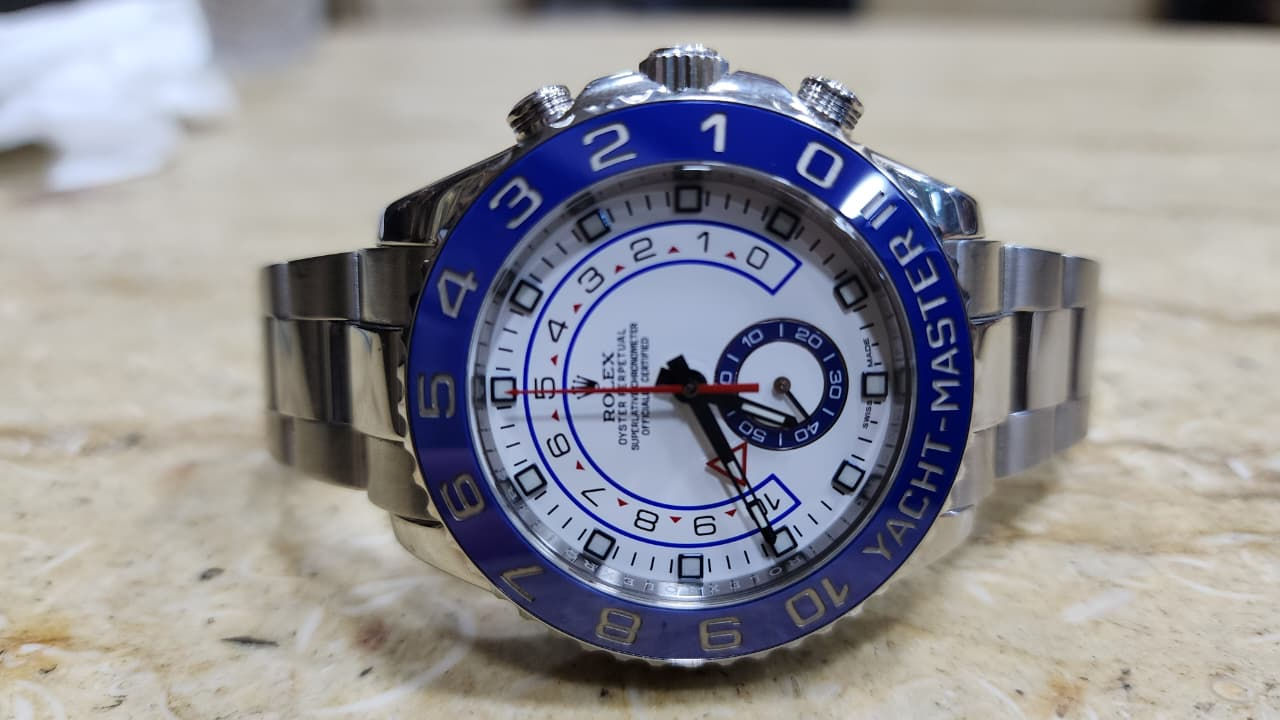 Rolex Yacht-Master II Watch 116680 Automatic 44mm Steel Case White Dial