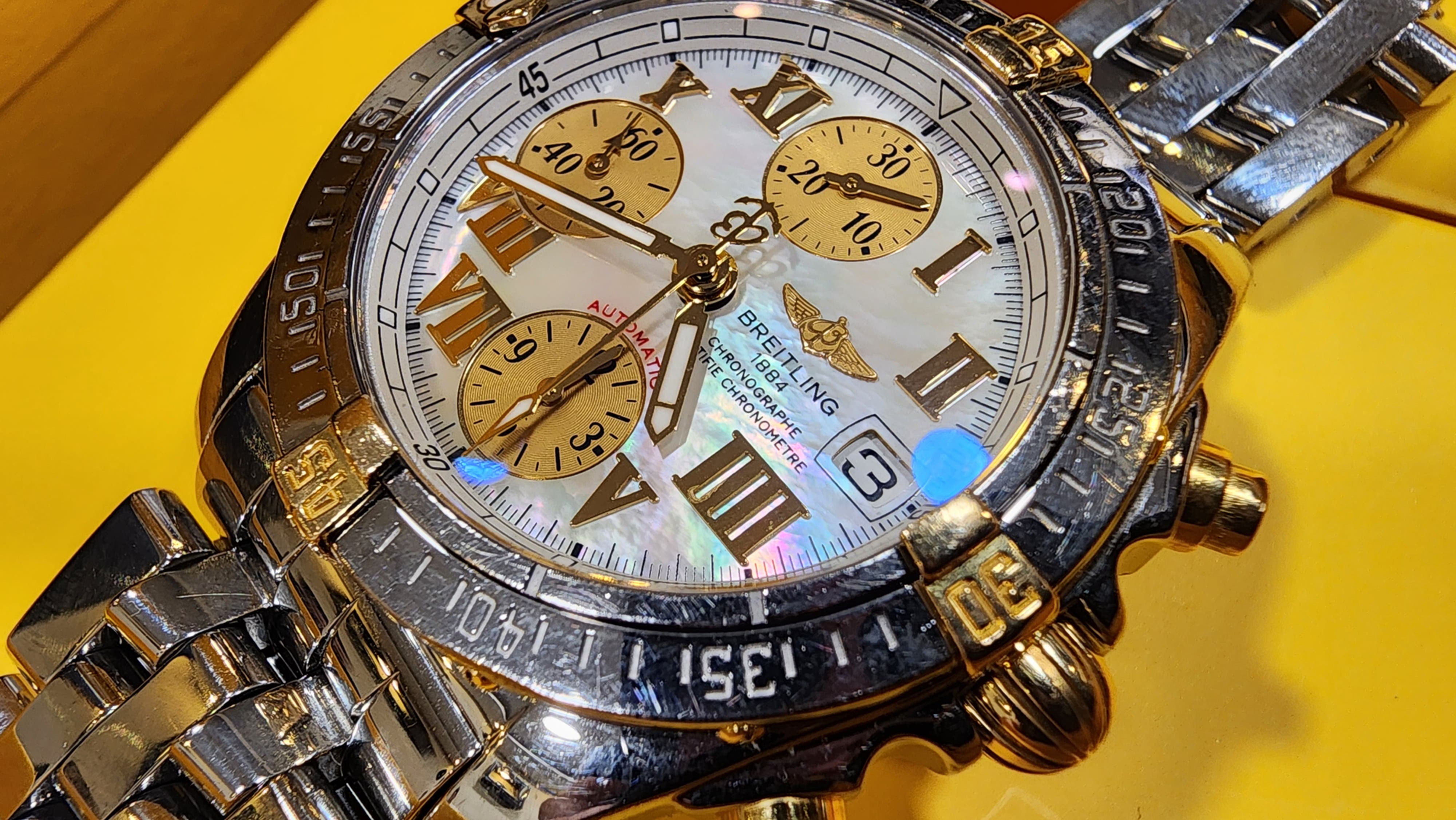 Breitling Chrono Cockpit Watch B13358 Steel Gold 39mm Automatic Full Set