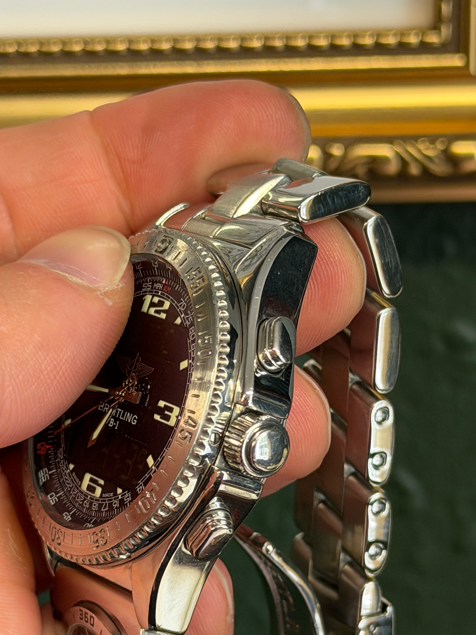 Thumbnail: A68362 Breitling B-1 UTC Watch 44mm Steel Quartz Black Dial Digital Chronograph