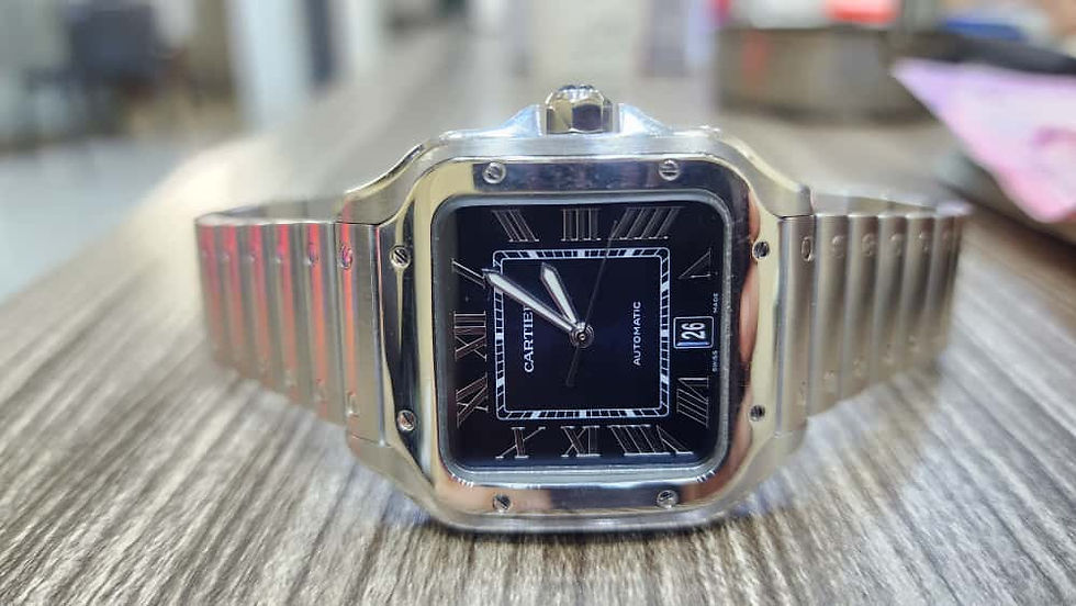 Cartier Santos Watch 4072 Large Model 39.8mm Steel Blue Dial