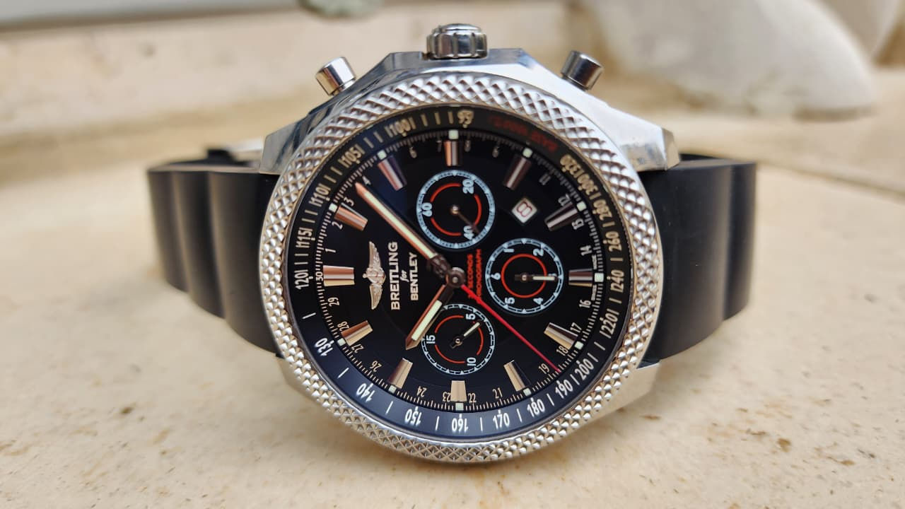 Breitling Bentley Barnato Watch A25368 Automatic 49mm Steel Chronograph Black