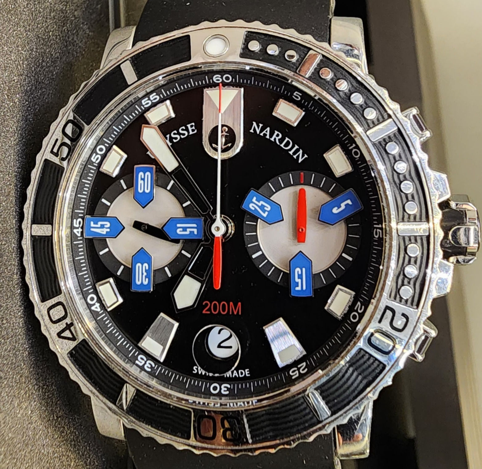 Ulysse Nardin Watch Maxi Marine Chronograph 42mm Steel Automatic 8003-102