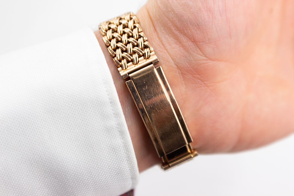 Thumbnail: Bulova 14k Rose Gold Fill Drivers Watch Manual Wind 21x22mm