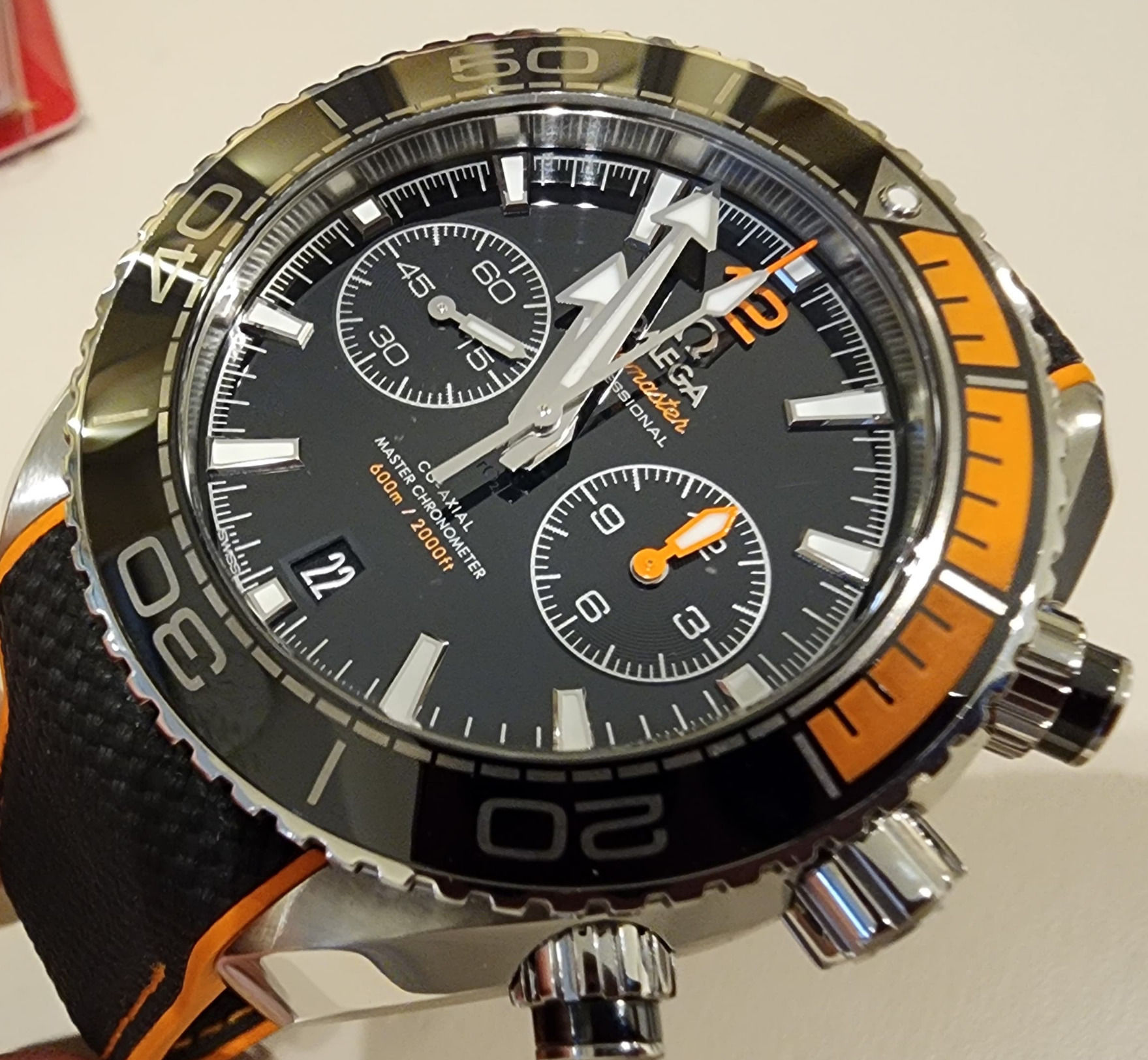Omega Seamaster Watch Planet Ocean Chronograph 45mm Steel Black Dial Automatic