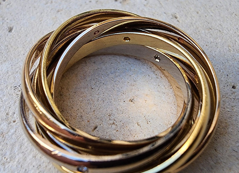 Thumbnail: Cartier Alliance Trinity 6 Rings Gold Diamonds Size 58 - 18.5mm - Q - 8.5
