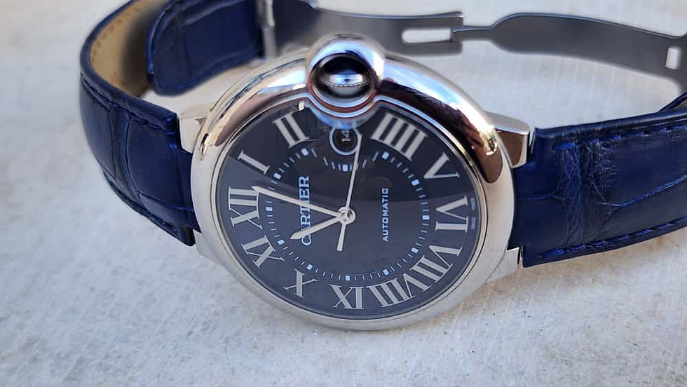 Thumbnail: Cartier Ballon Bleu Watch 3765 Automatic 42mm Blue Dial Steel Case
