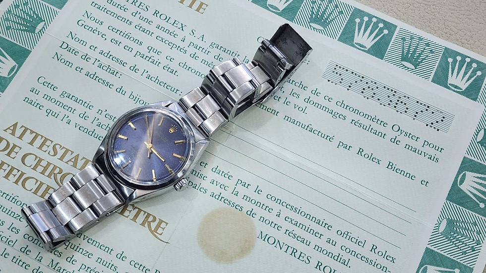 Thumbnail: Rolex Oyster Perpetual 1002 Watch 34mm Automatic Blue Dial W Papers