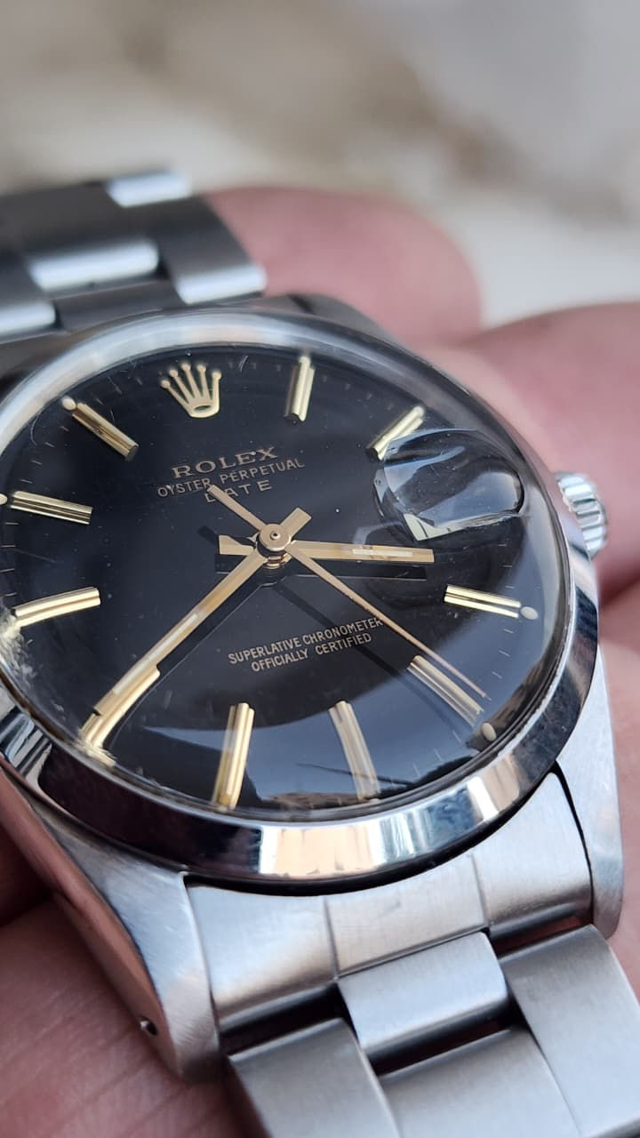 1985 Rolex Oyster Perpetual Watch 15000 Black Dial Vintage Automatic Steel