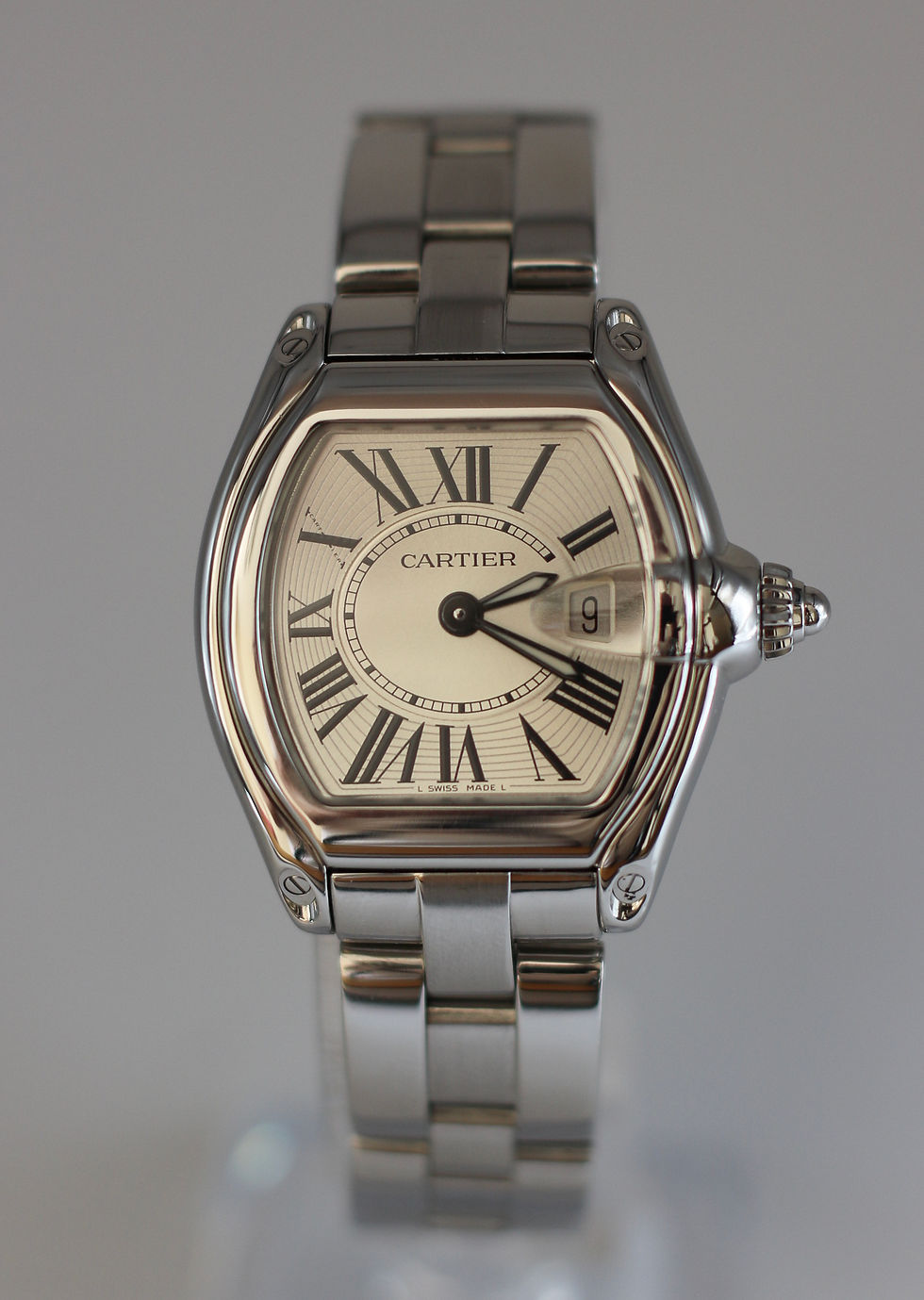 Thumbnail: Cartier Roadster Watch 2675 Quartz 31mm Steel Vintage Luxury Silver Dial