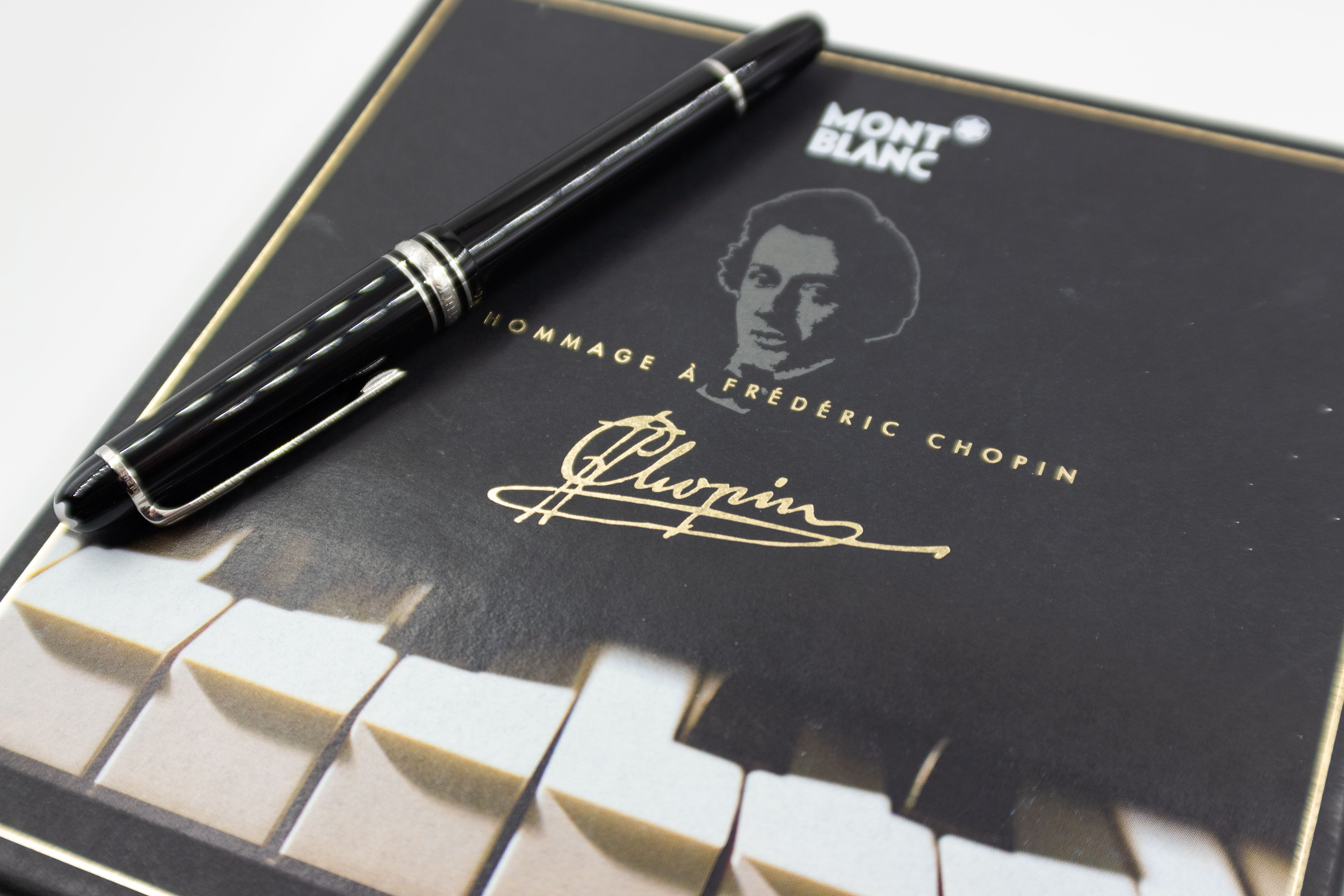 Hommage Chopin Mont Blanc Meisterstuck 14k Nib Platinum Fountain Pen Full Set