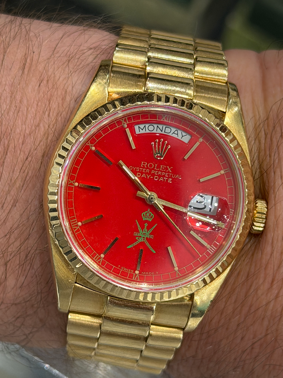 Thumbnail: 1987 Khanjar Stella Dial Rolex Day Date 36 Yellow Gold