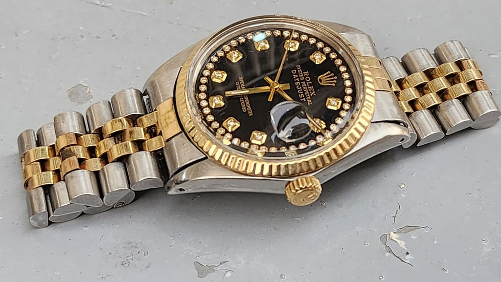 Thumbnail: 1984 Rolex Datejust 36 Ref 16013 Custom Black Diamond Dial Steel Gold Automatic