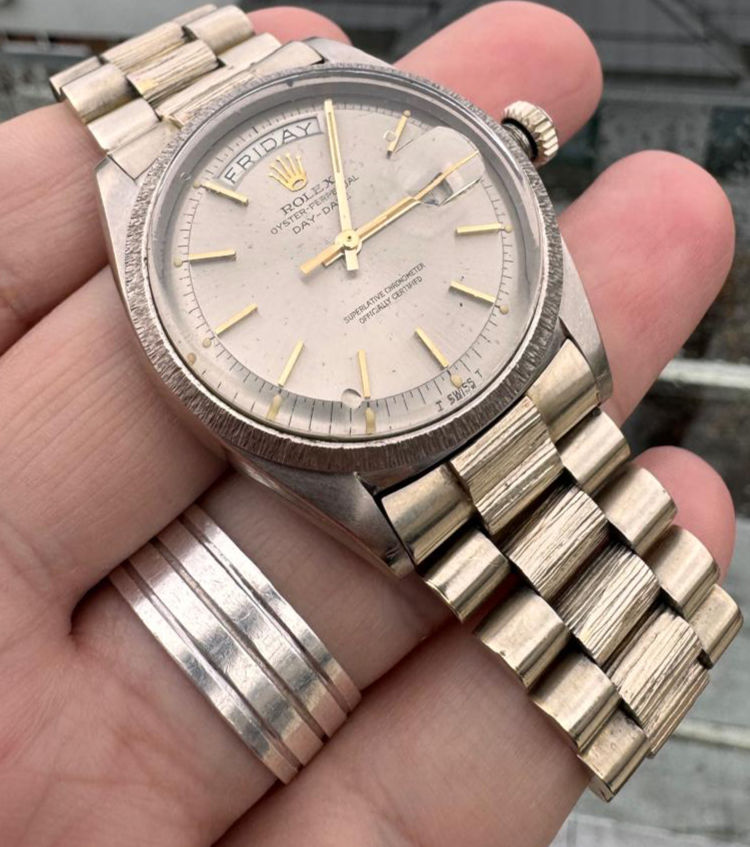 Rolex Day-Date 36 ref 1807 White gold 18k bark silver dial automatic