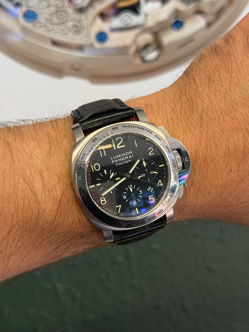 Thumbnail: Panerai Luminor Chronograph Daylight Watch 44mm Black Dial Steel Automatic