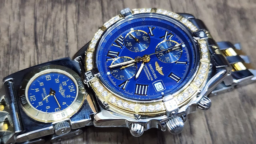 Breitling Crosswind Chronograph UTC Watch Custom Diamond Bezel D13355 Blue Dial