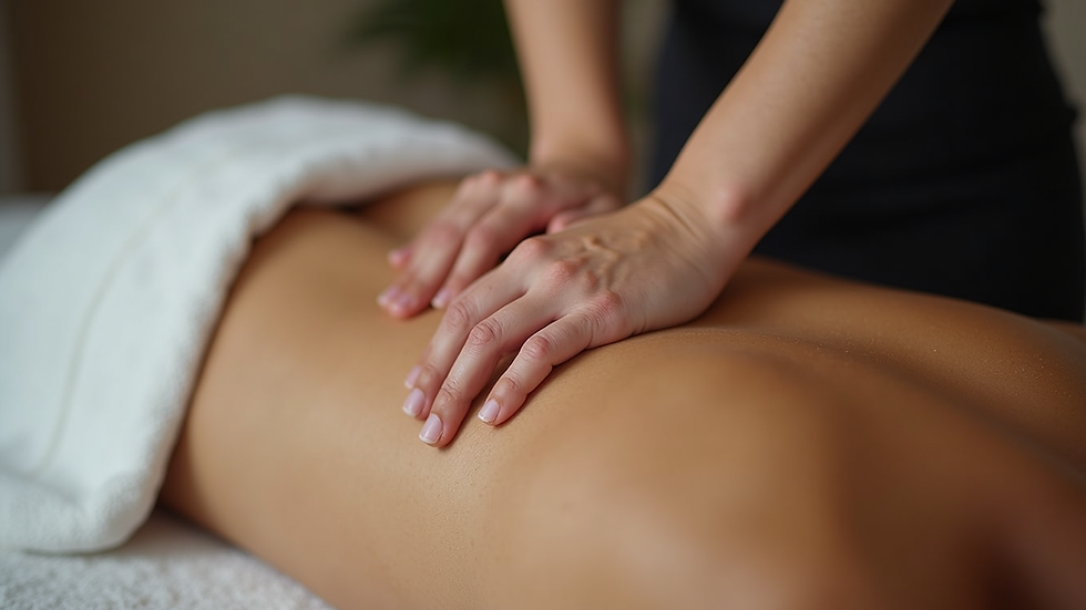 close-up view of massage therapist applying deep tissue massage on back