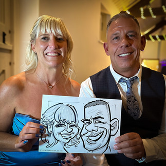 Caricatures at a wedding in Midlands by Caricaturist