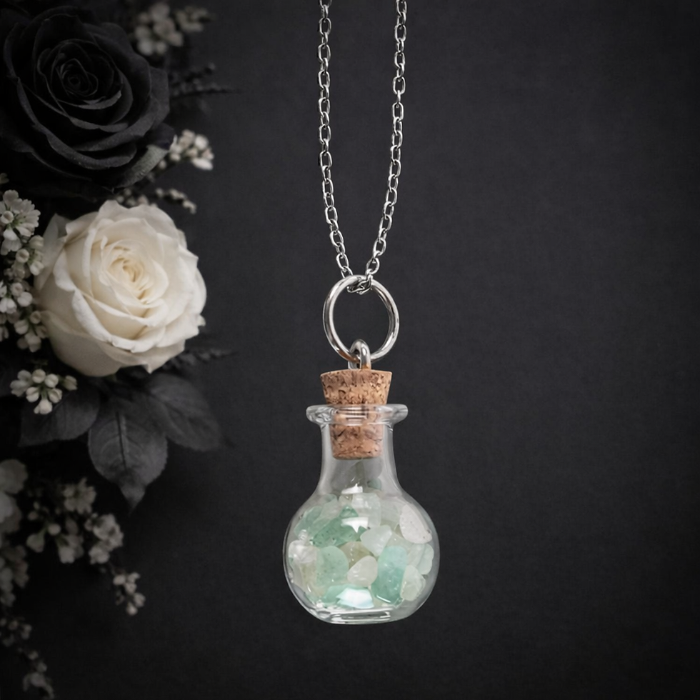Thumbnail: Luck Green Aventurine Crystal Chip Potion Bottle Necklace