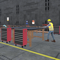 First-person VR perspective of a student avatar learning workplace organization in the Tradiecraft virtual workshop. A wooden pegboard displays tool silhouettes for hammers and wrenches, teaching essential site management and safety skills to Australian pre-trade learners.