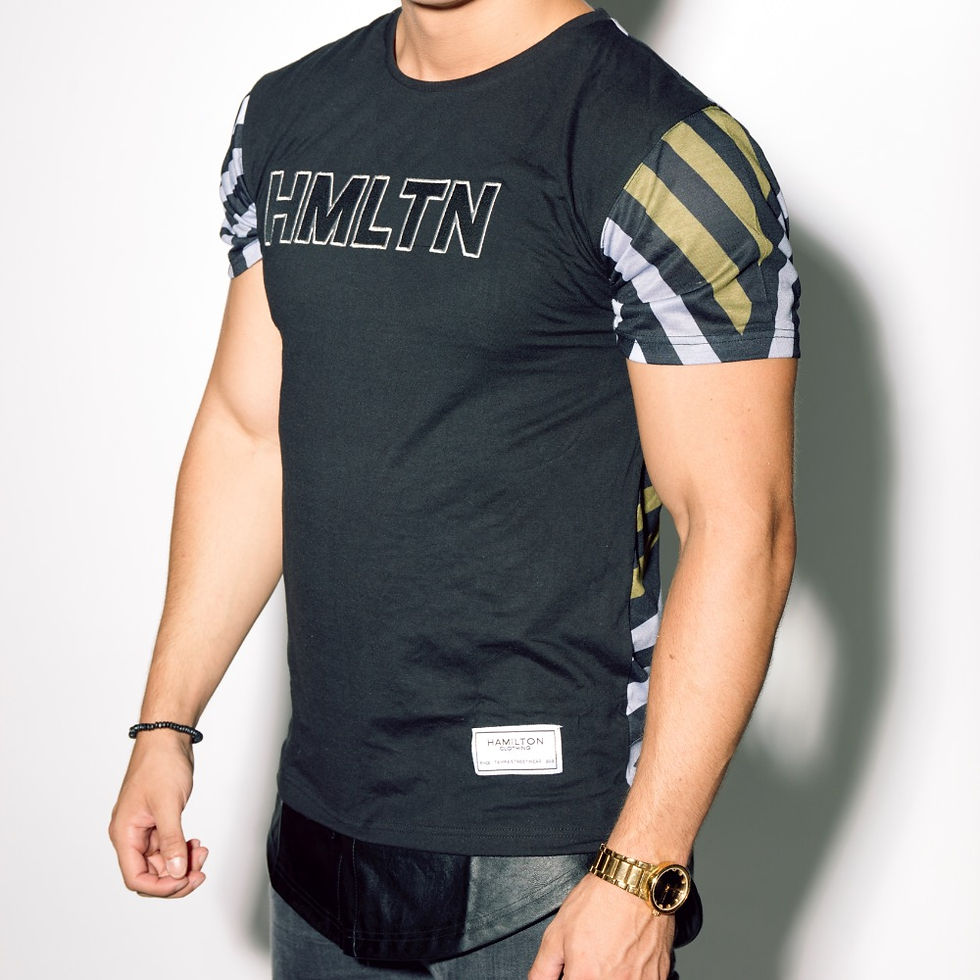 hollywood hamilton zig zag faux leather extended tee