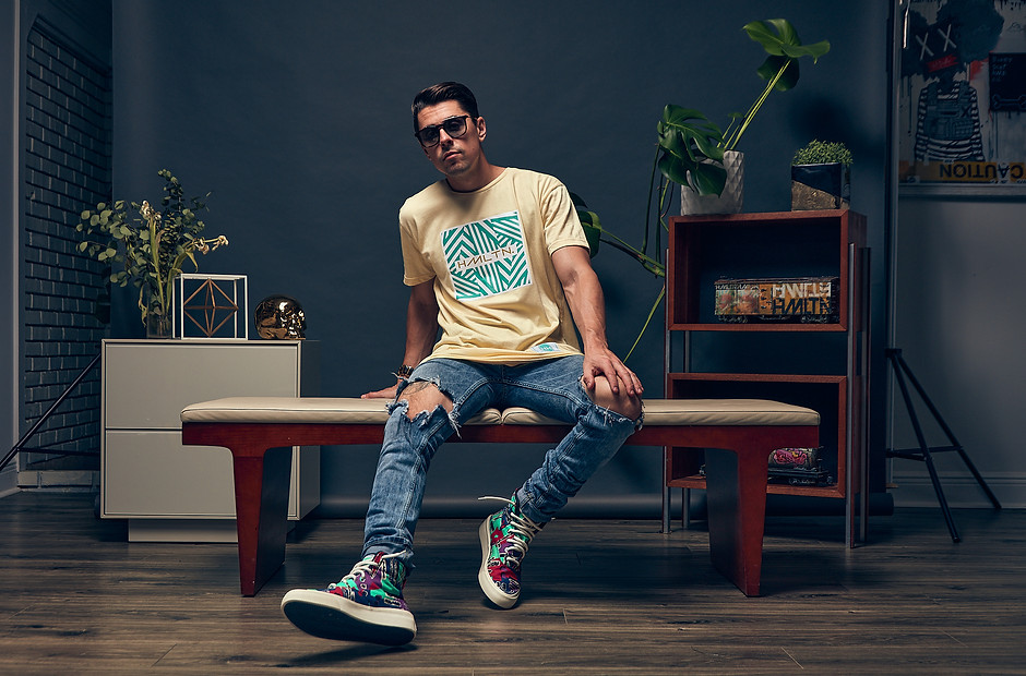 Hollywood Hamilton Pastel Wave Zig Zag Tee tampa streetwear model george hamilton