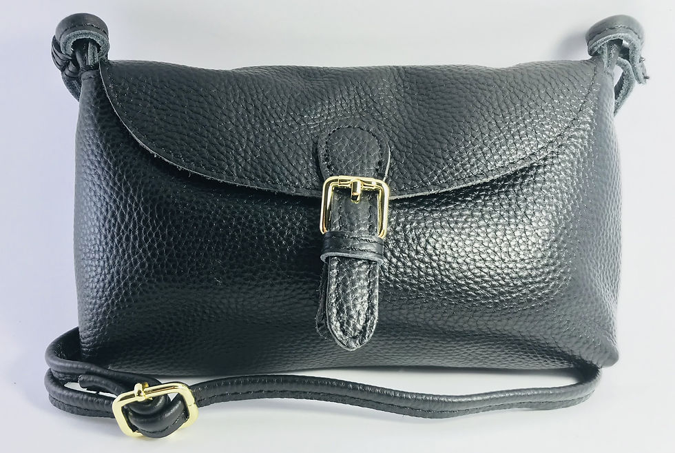 Thumbnail: Cute leather cross shoulder bag with flap - 0023 black