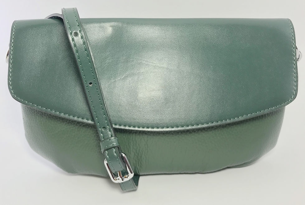 Thumbnail: Jody Leather shoulder bag with flap - 0016 Green