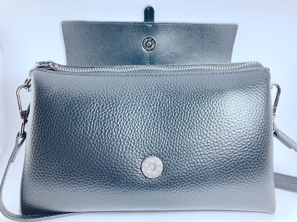 Thumbnail: Bella's lovely large cross shoulder bag with flap - 0021 black