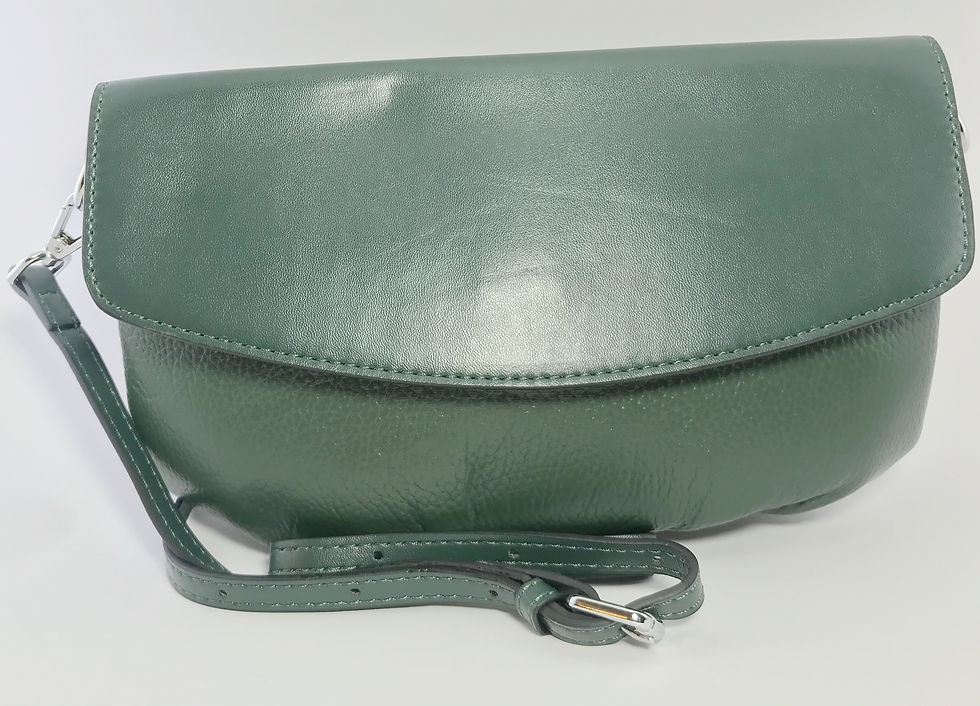 Thumbnail: Jody Leather shoulder bag with flap - 0016 Green