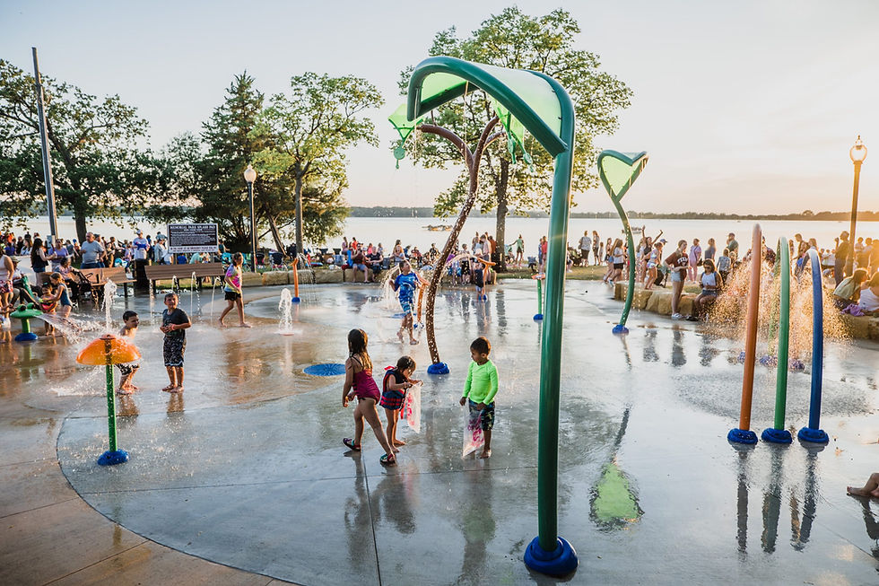 Memorial Park splash pad on Lake Ripley in Litchfield, MN