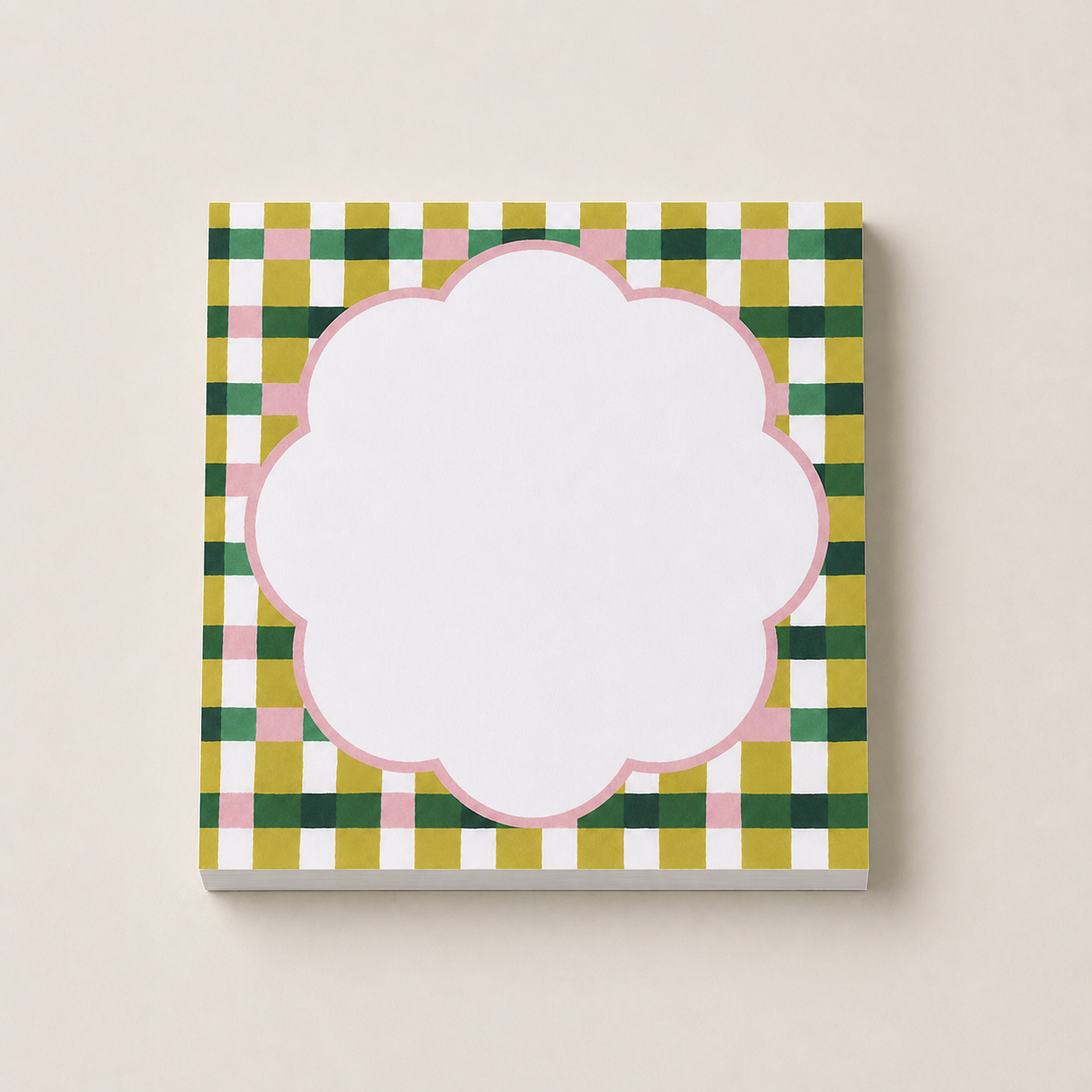 Pastel Gingham Scallop Notepad