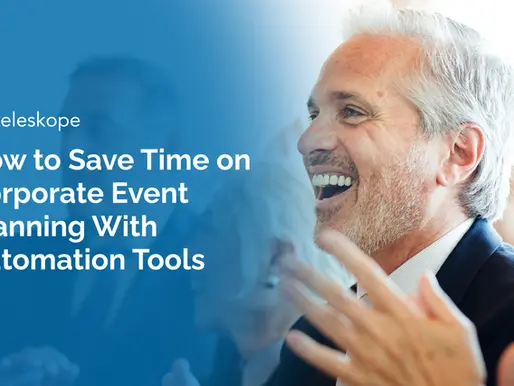 Smiling businessman at a corporate event