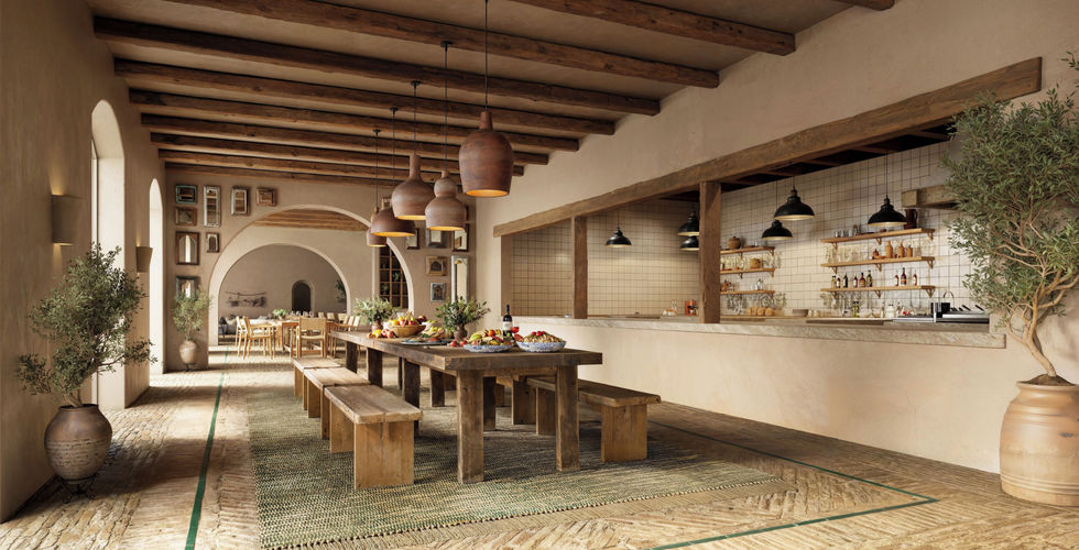 Zannier Ile de Bendor dining and kitchen area