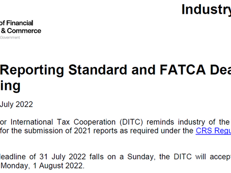 Cayman Islands FATCA/CRS deadline: Monday, August 1, 2022